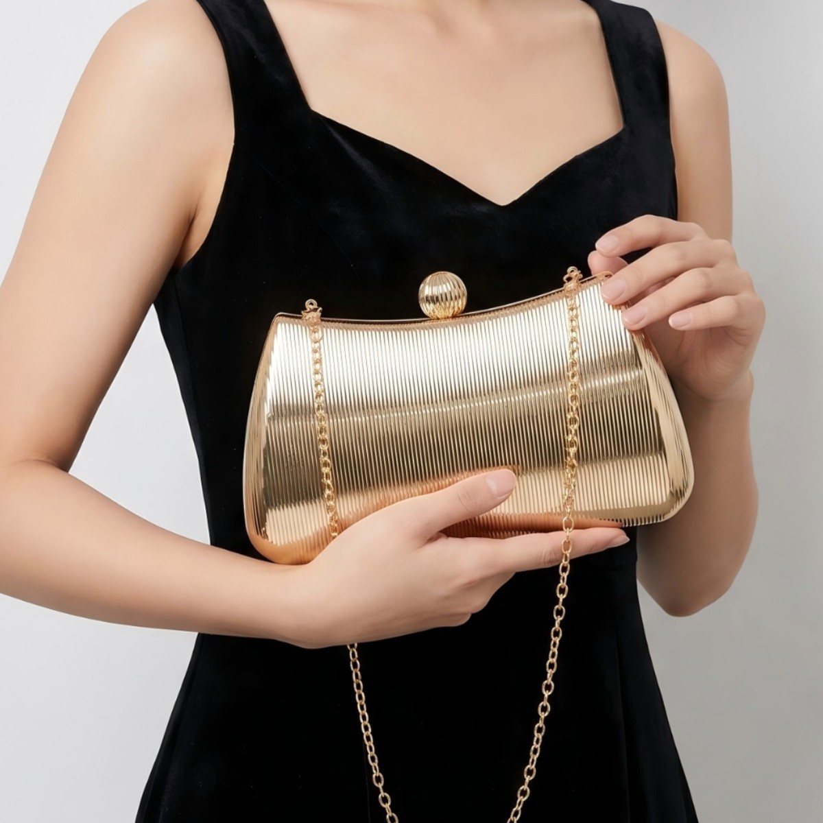 Women Bags Gold - Tas tangan wanita elegan bertemperamen modis,