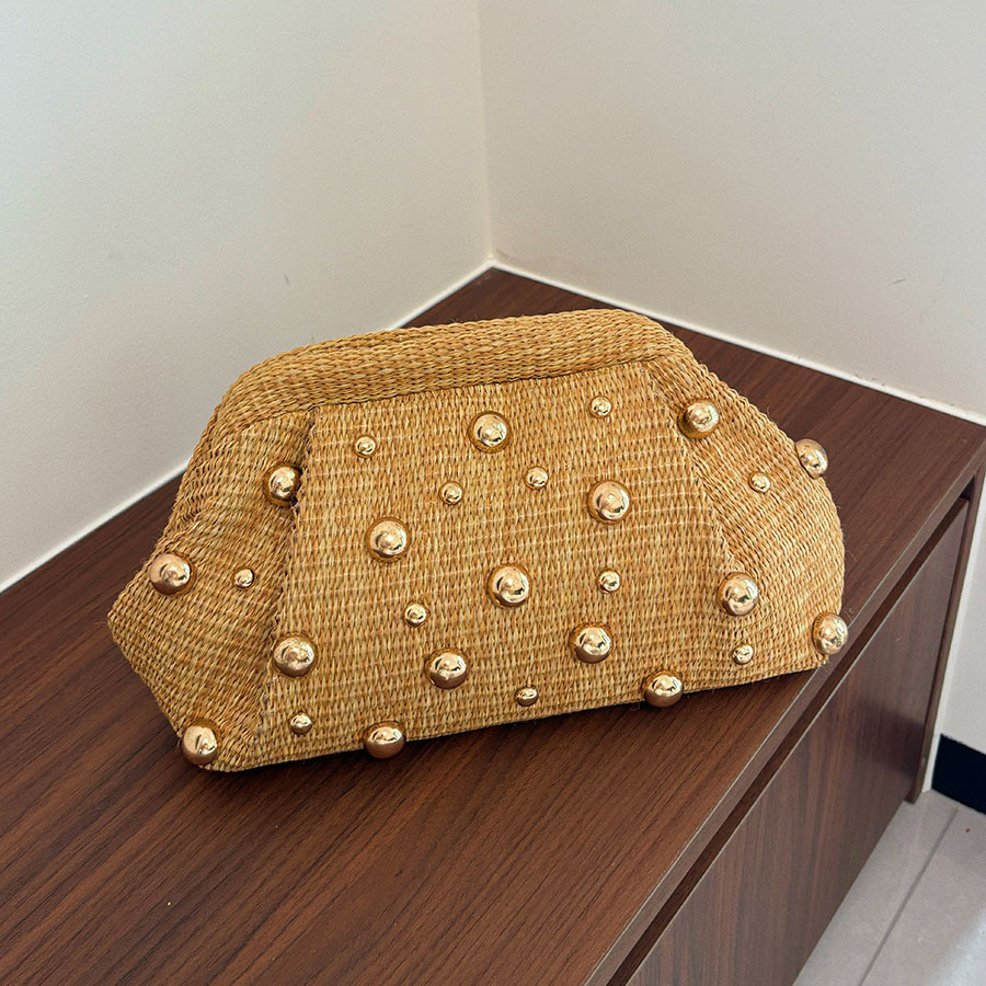 Women'S Bags Holiday - Tas clutch anyaman jerami gaya liburan