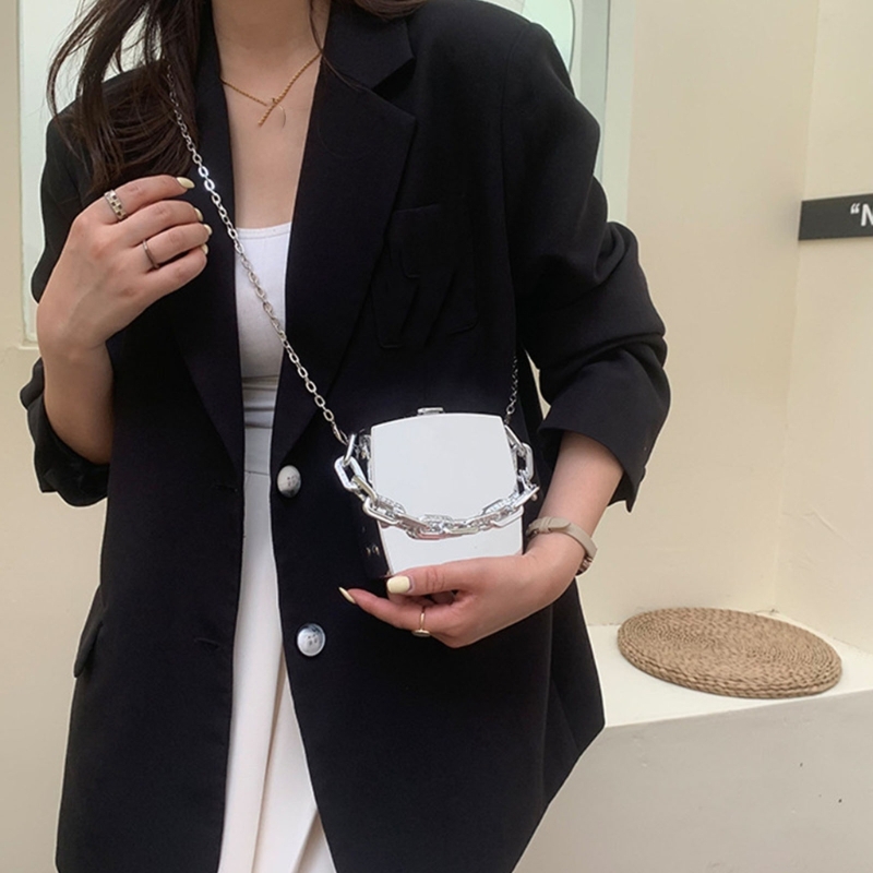 Women Bags Gold - Tas Selempang Kotak PVC Kecil Fashion
