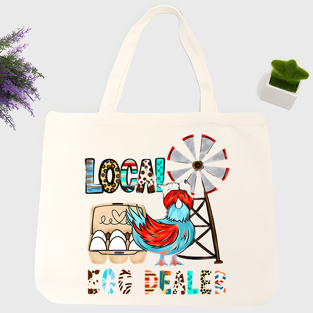 Women Bags Farmers - Tas jinjing kanvas bergambar ayam dan