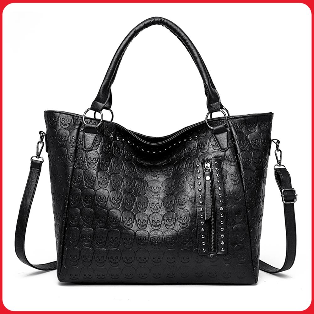 Women Bags For Work - Tas Selempang Punk Skull Kulit PU