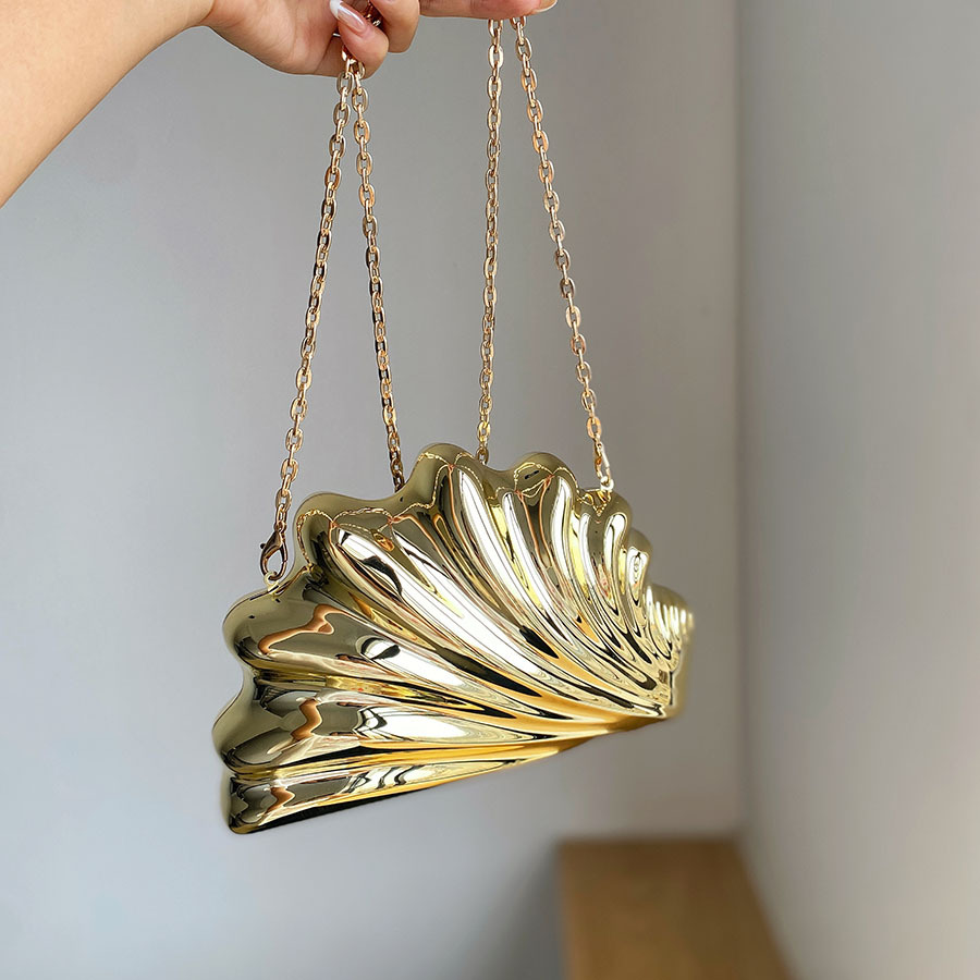Women Bags Gold - Tas Malam Emas Perak Desain Tidak
