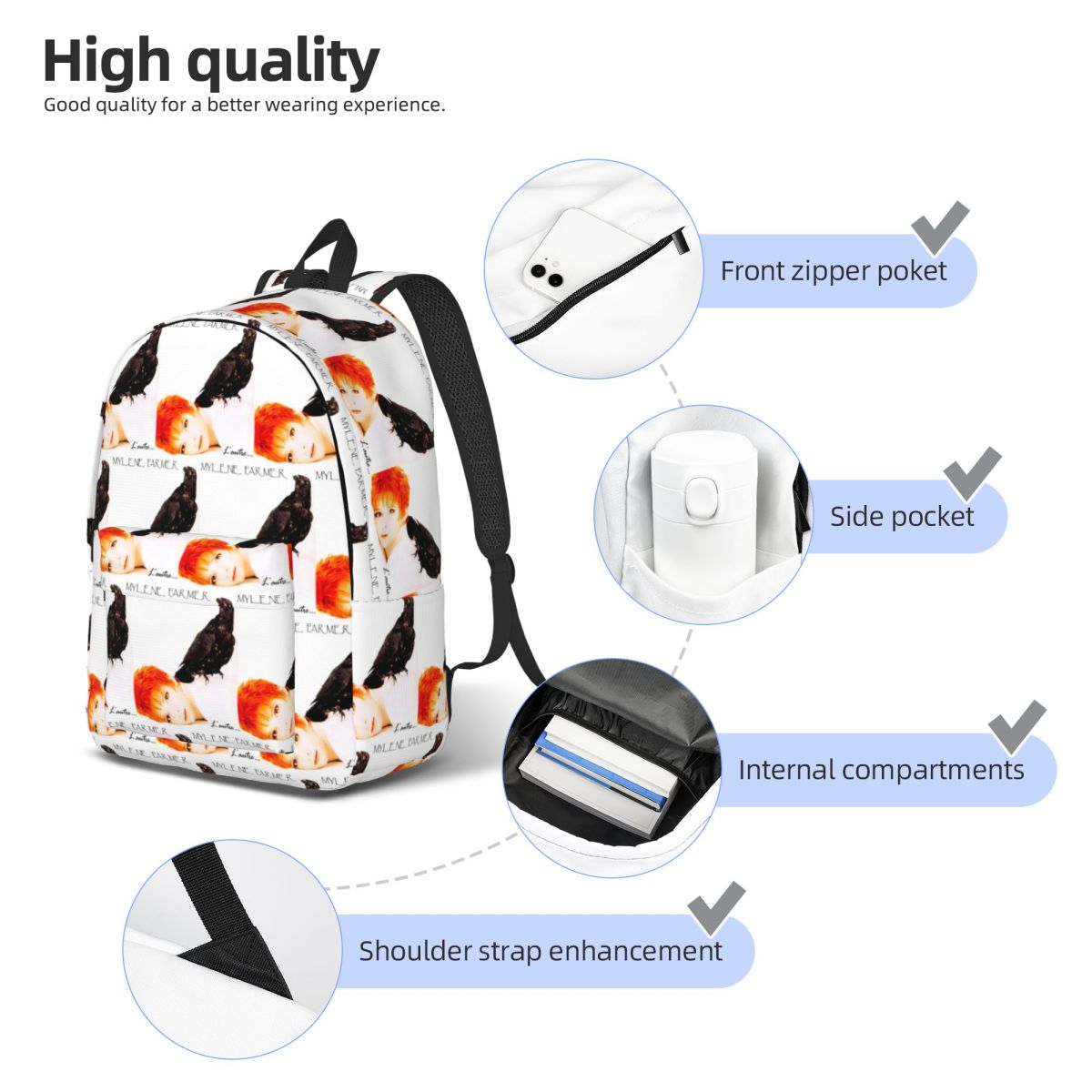 Mylene Farmer Backpack Daypack - Women Bags Farmers ulasan dan harga