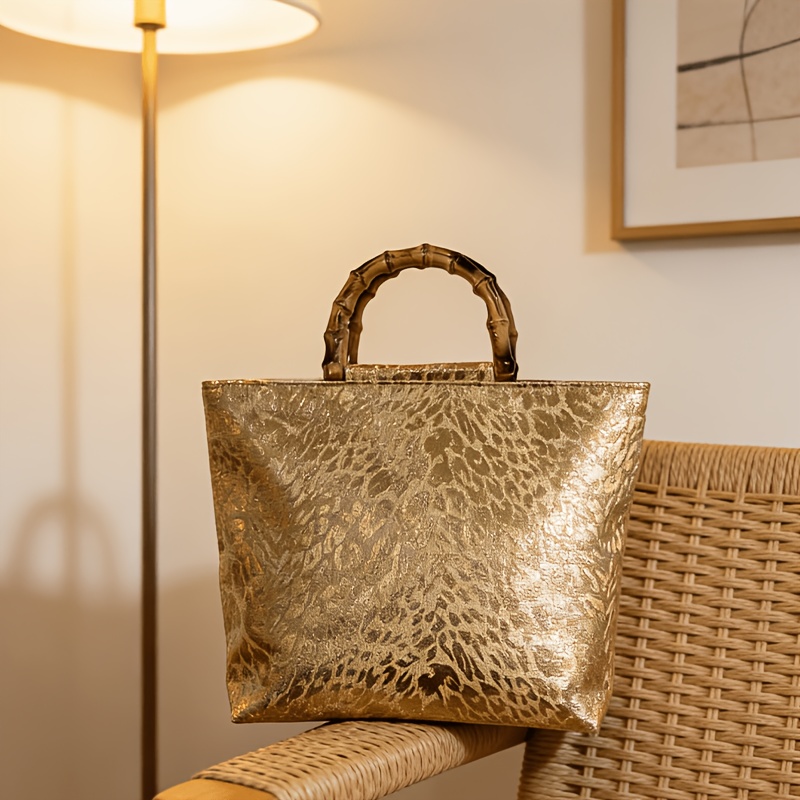 Tas tote jacquard daun emas me - Women Bags Gold ulasan dan harga