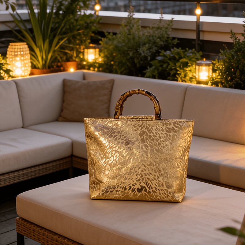 Tas tote jacquard daun emas me - Women Bags Gold ulasan dan harga